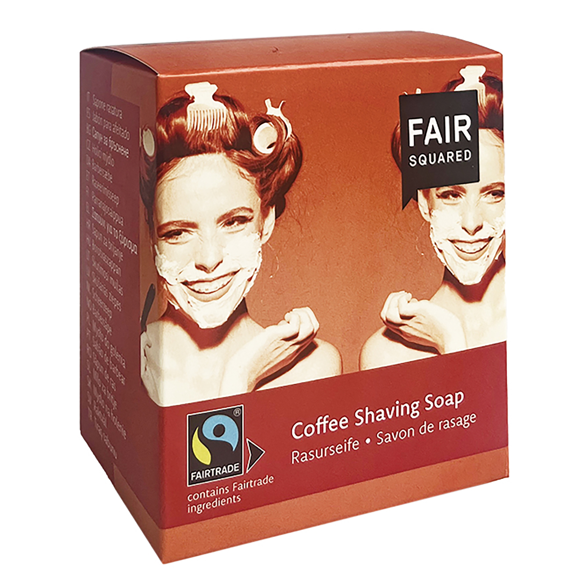 FAIR SQUARED Coffee Shaving Soap, zwei Rasurseifen à 80 g mit Fairtrade-Kaffee und Fairtrade-Ölen.