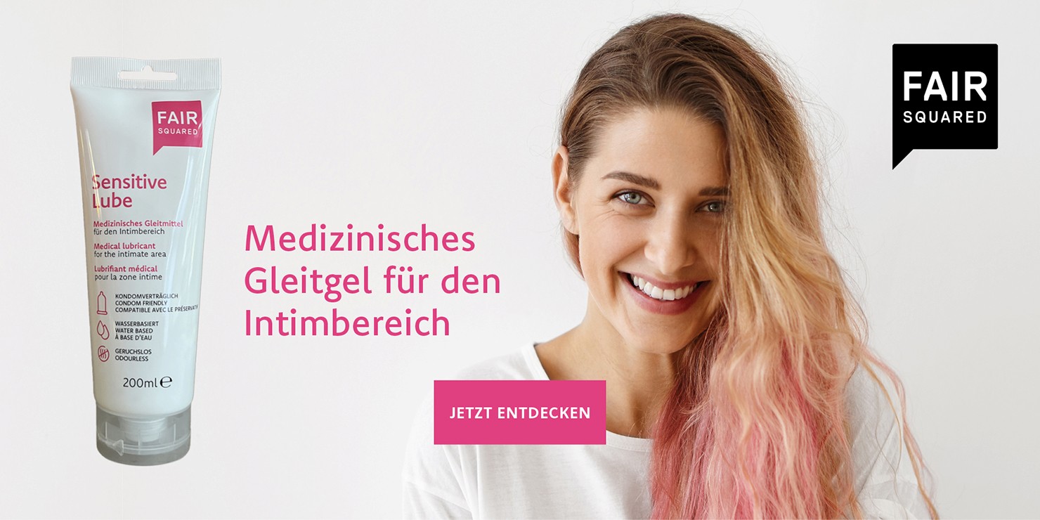 Banner mit dem Medizinischen Gleitmitel von FAIR SQUARED