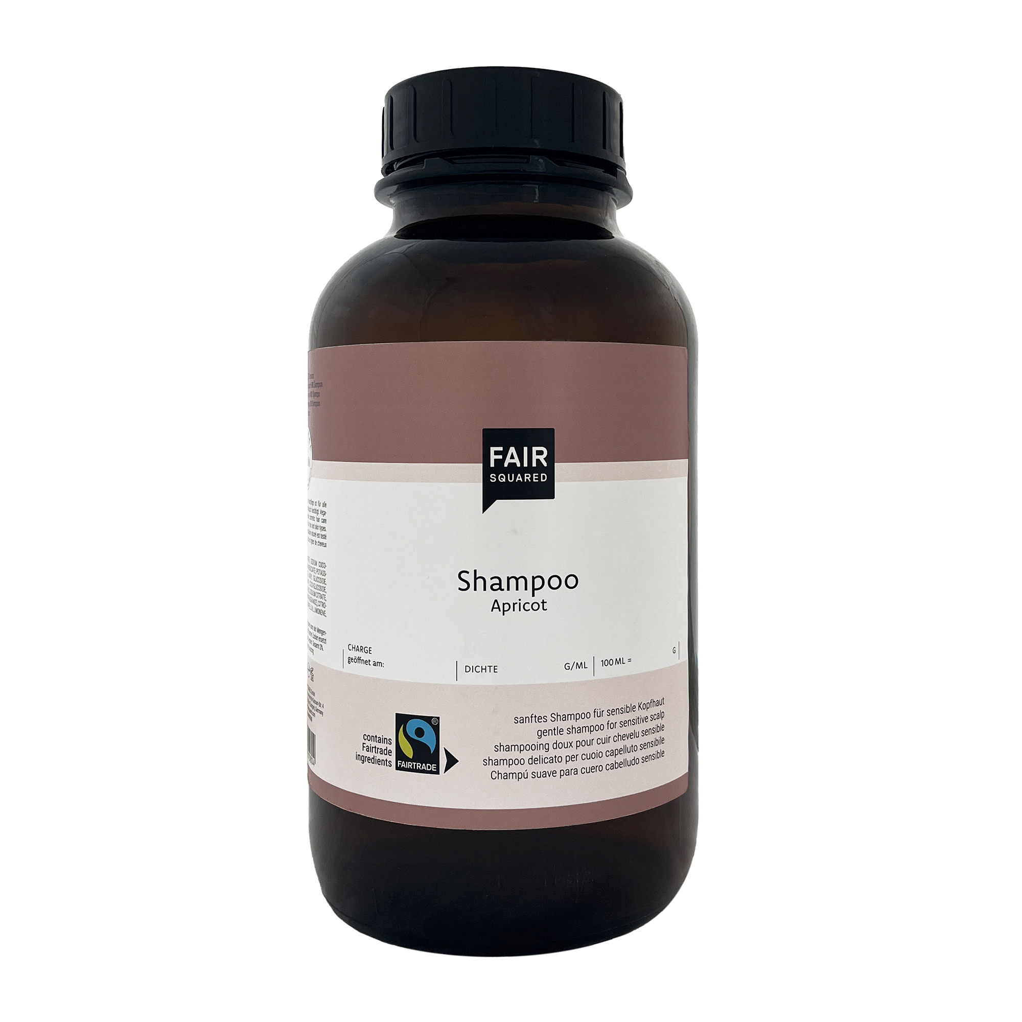 FAIR SQUARED Shampoo Apricot 2500 ml in der Braunglasflasche mit schwarzen Kunststoffdeckel