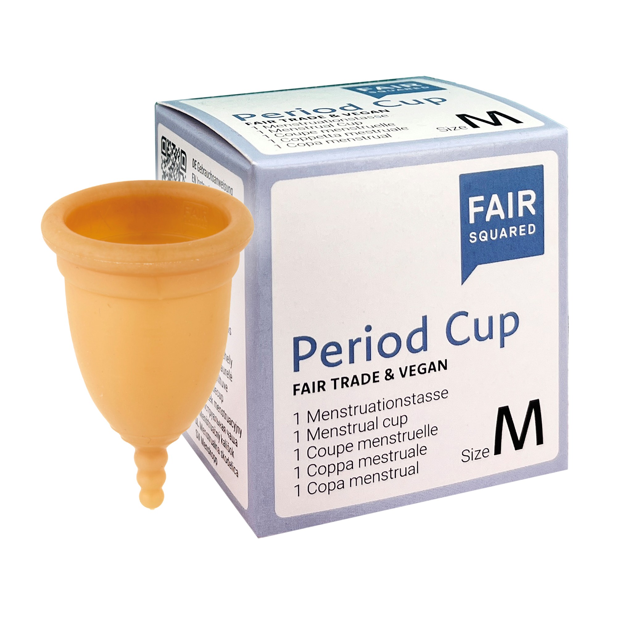 Period Cup und seine Verpackung in der Größe M, Natur